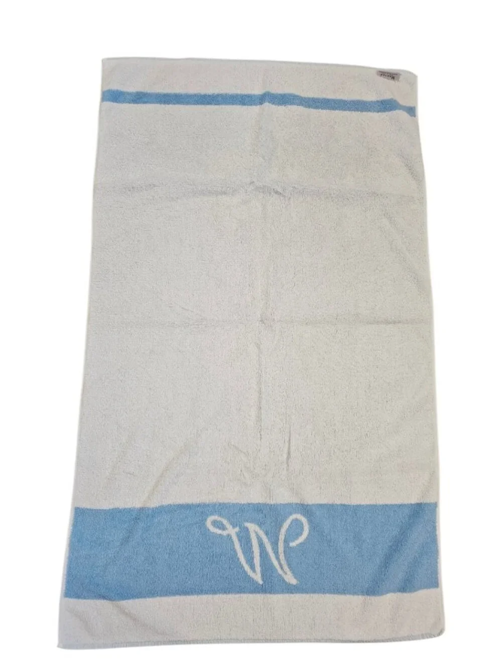 VTG Martex Light Blue White‎ Bath Towels Set Of 3 Monogram W USA Made Reversible